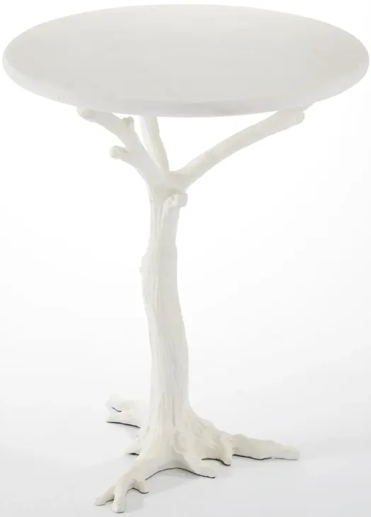 White Faux Bois Side Table