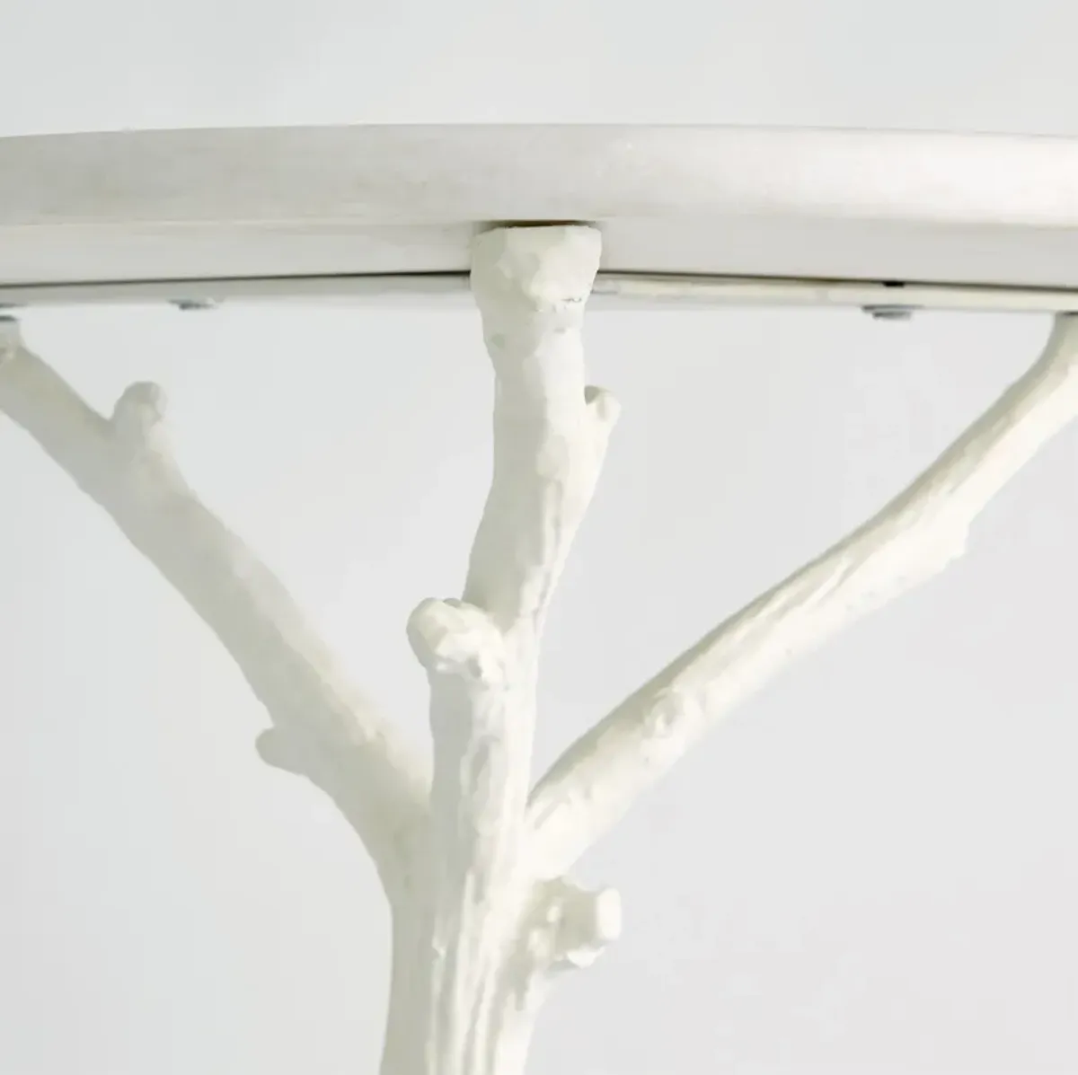 White Faux Bois Side Table