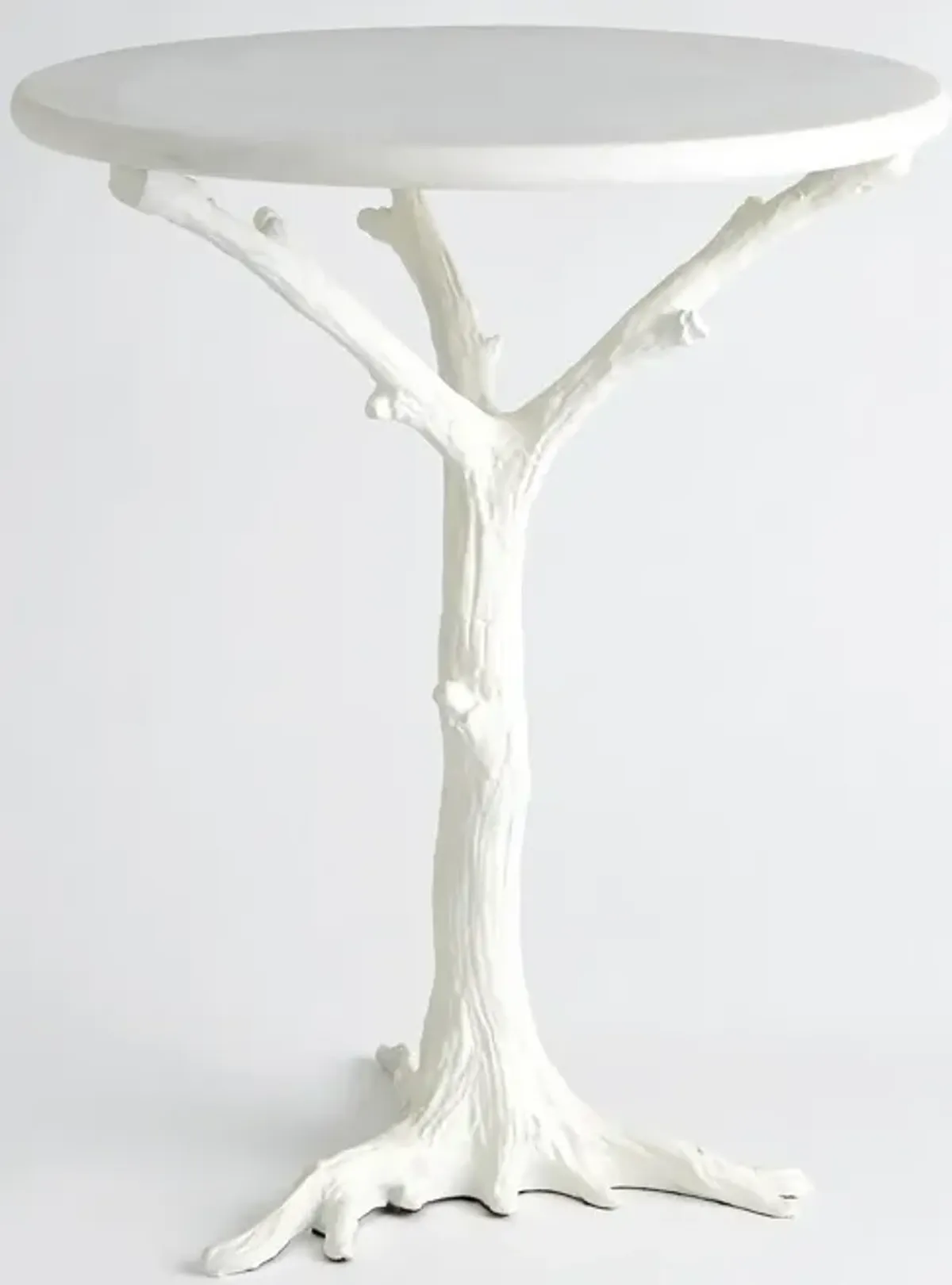 White Faux Bois Side Table