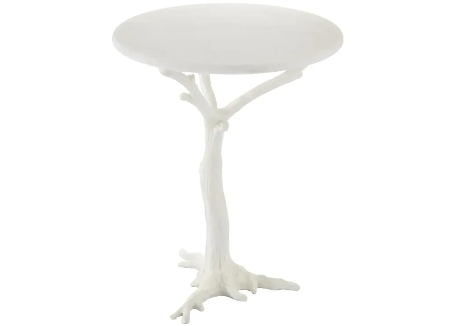 White Faux Bois Side Table