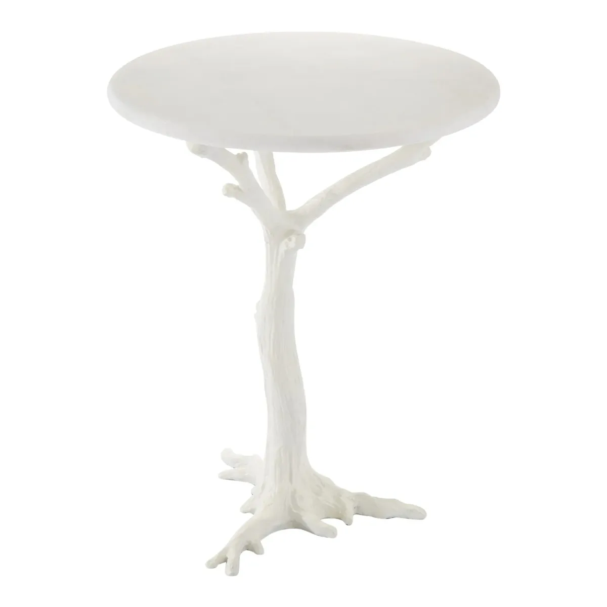 White Faux Bois Side Table