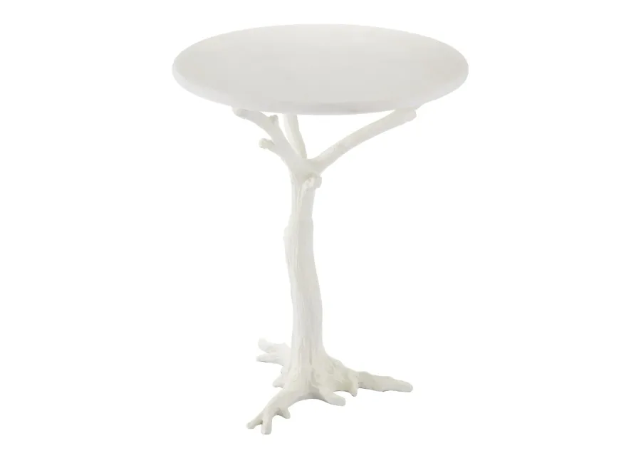 White Faux Bois Side Table