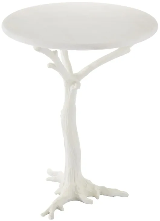 White Faux Bois Side Table