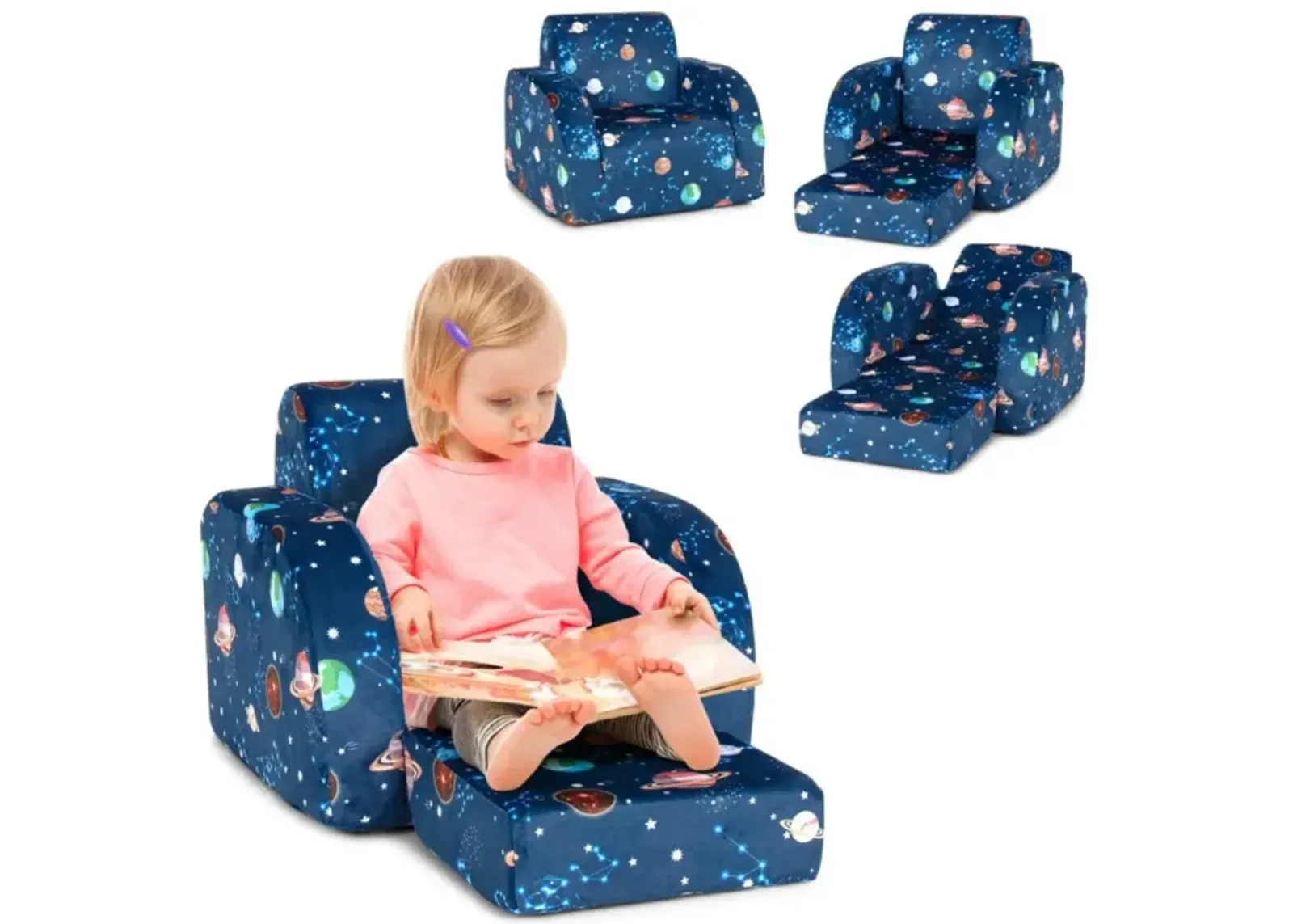 Hivvago 3-in-1 Convertible Kid Sofa Bed Flip-Out Chair Lounger for Toddler