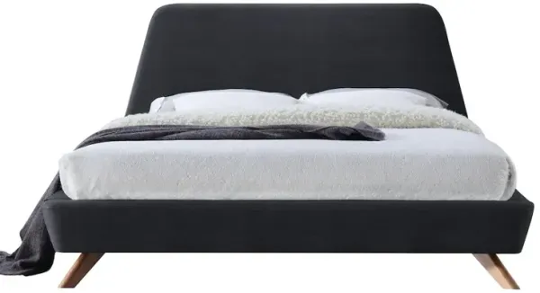 Omax Decor Henry Wood and Fabric Upholstered Queen Platform Bed in Dark Gray