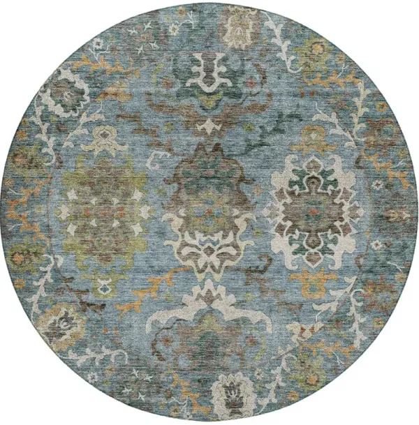 Silk Road SR7 Aqua 8' Round Rug