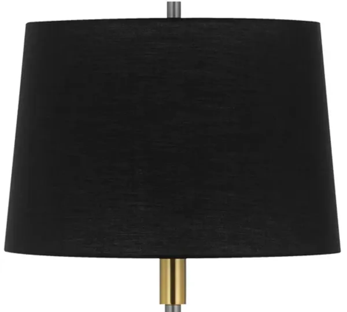 Siu 60 Inch Floor Lamp, Gold Metal Pole w Finial Tip, Black Shade - Benzara