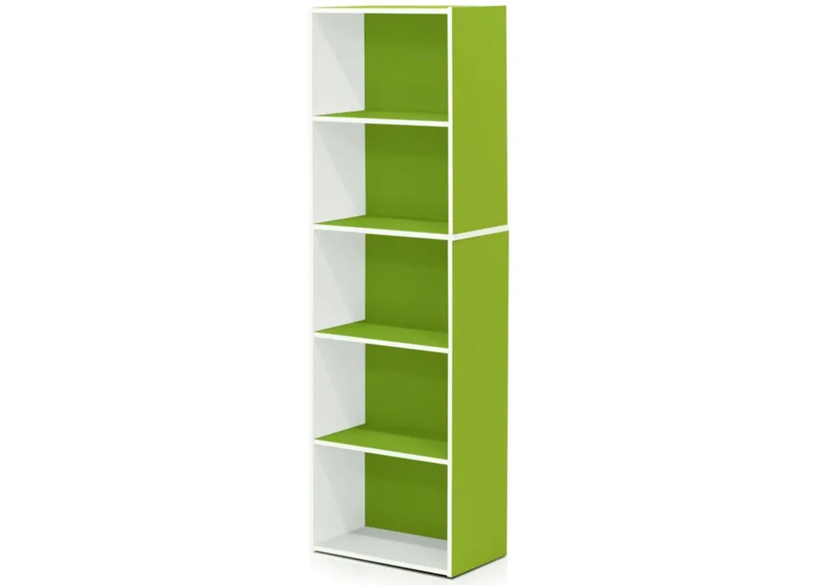 Furinno Luder Bookcase / Book / Storage , 5-Tier, White/Green