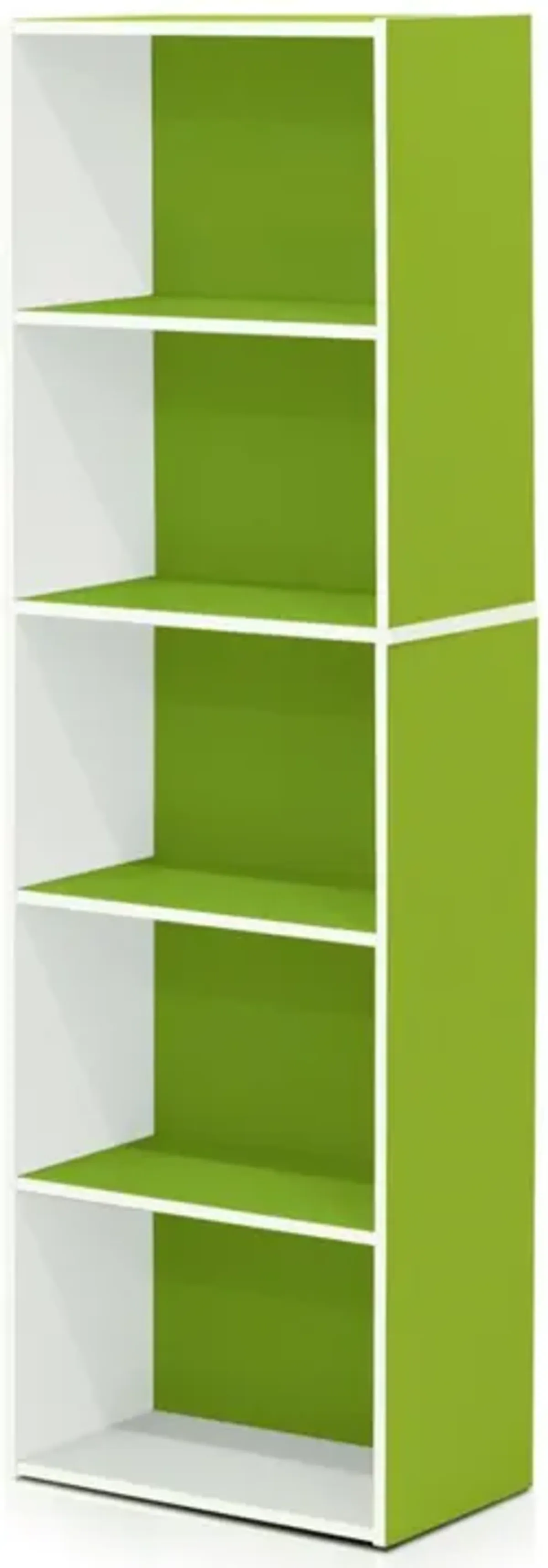 Furinno Luder Bookcase / Book / Storage , 5-Tier, White/Green