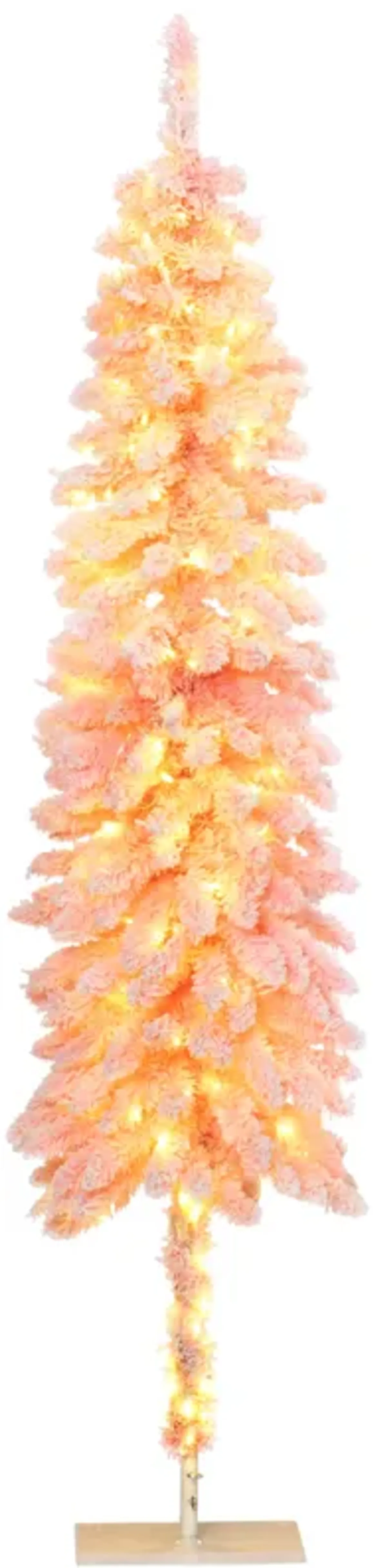 6ft Pencil Prelit Artificial Christmas Tree with Snow Flocked Branches Lights