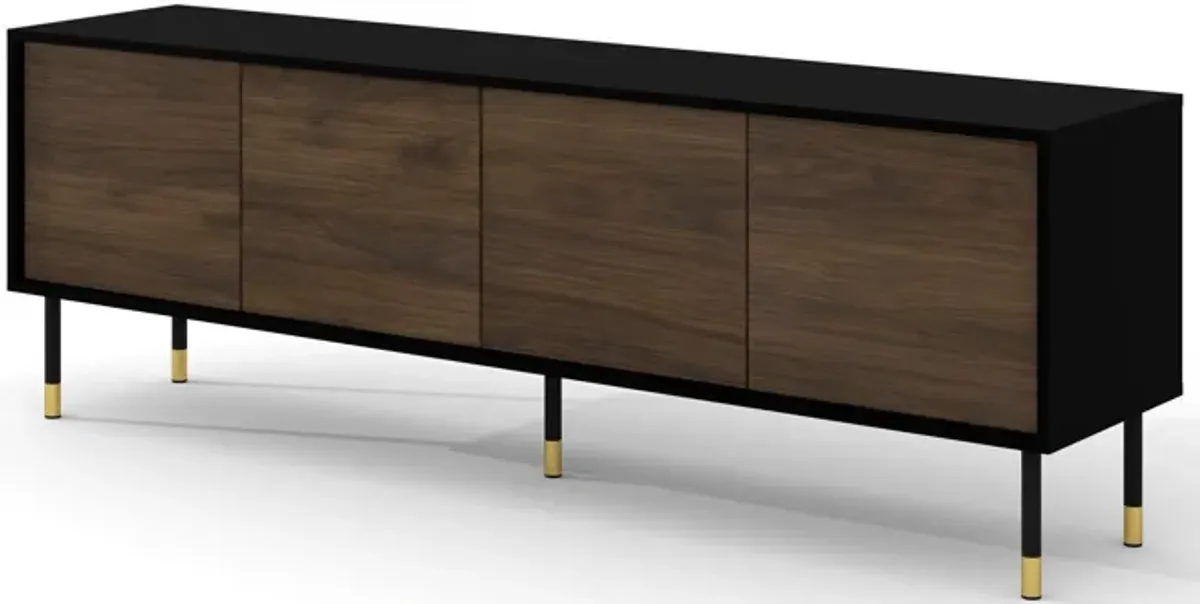 TV Stand SHERWOOD 70.87 in 4D Black matt - Catania Oak