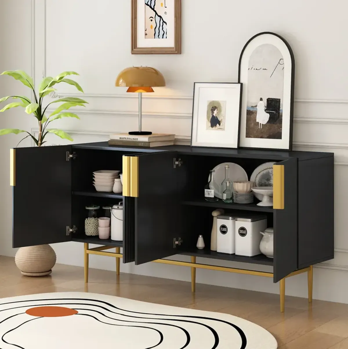 Merax Modern Elegant 4-door Sideboard Buffet Cabinet