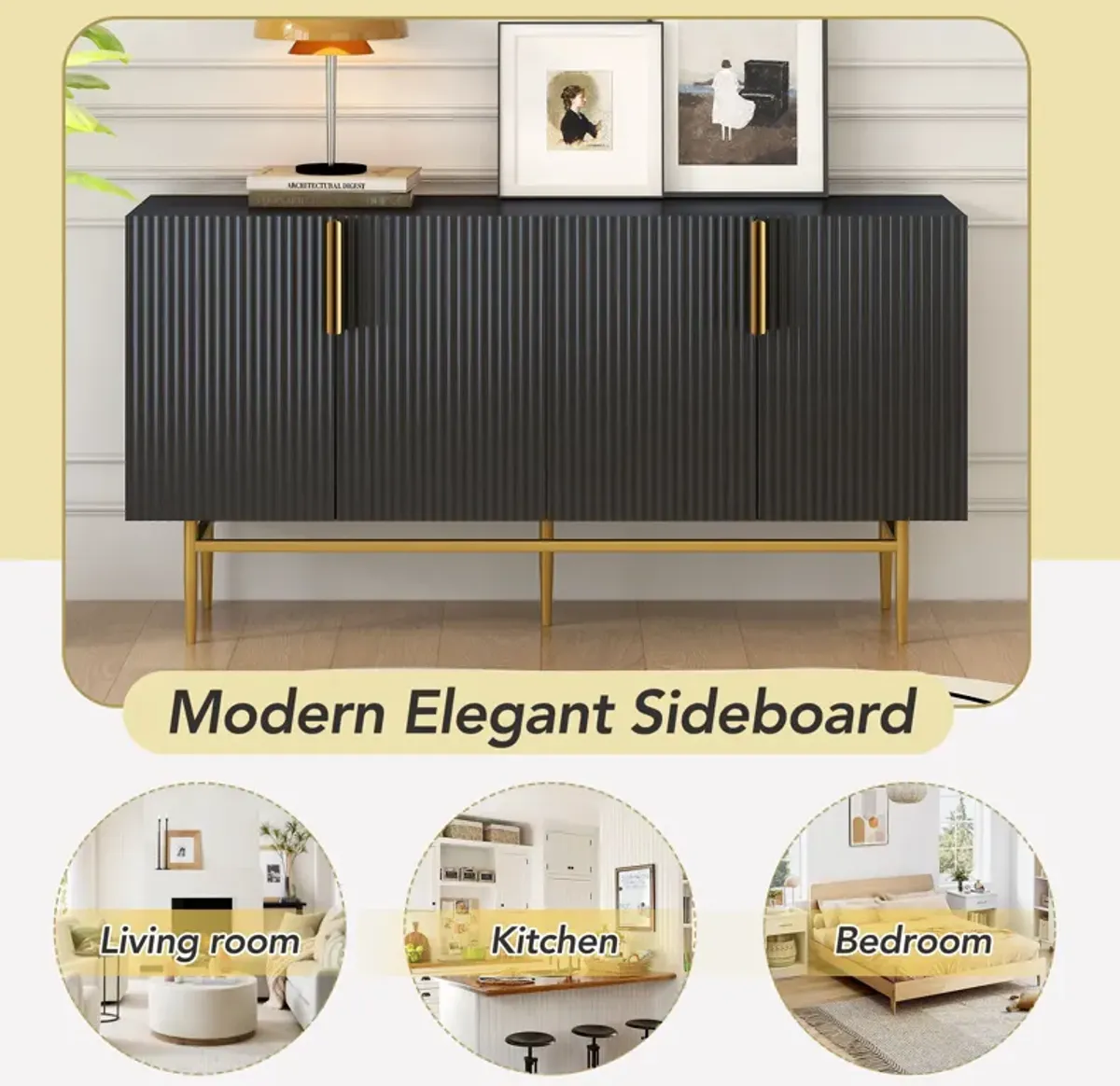 Merax Modern Elegant 4-door Sideboard Buffet Cabinet