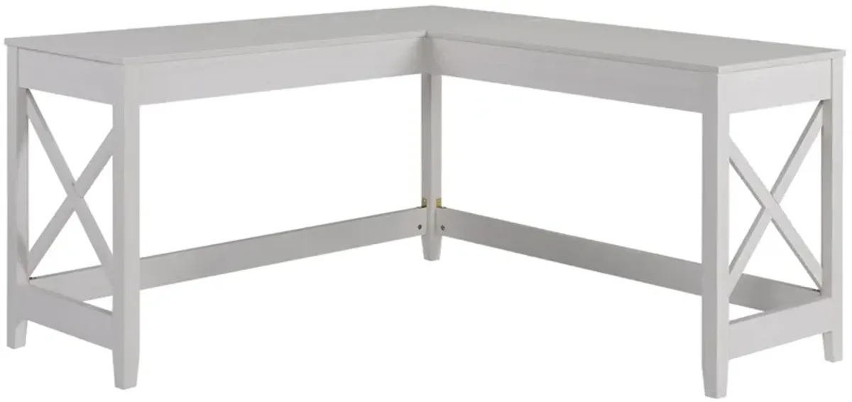 White Home Office: 57" L-Shaped Corner Computer Desk