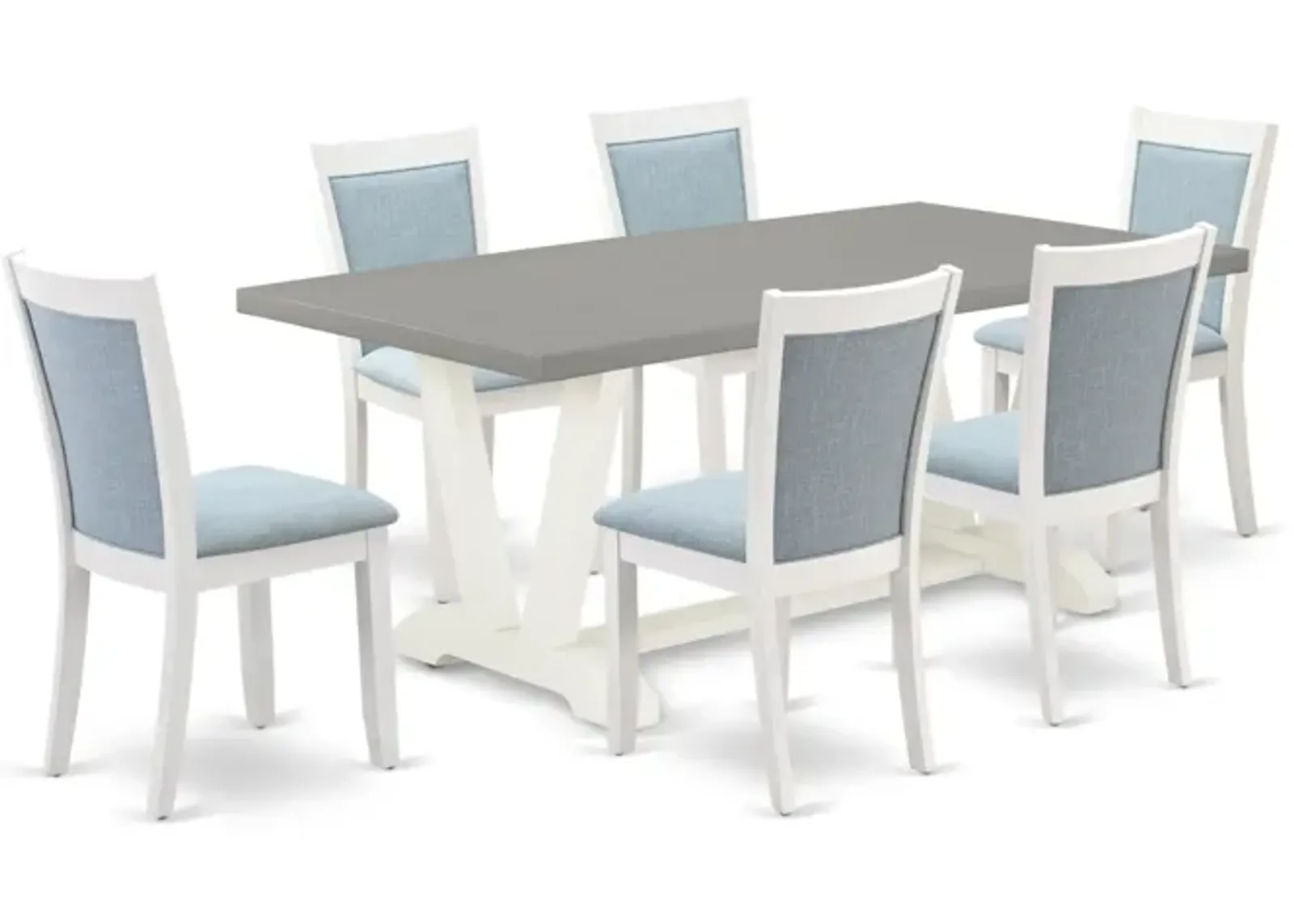 East West Furniture V097MZ015-7 7Pc Kitchen Set - Rectangular Table and 6 Parson Chairs - Multi-Color Color