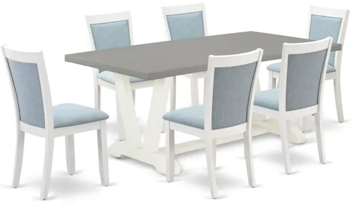 East West Furniture V097MZ015-7 7Pc Kitchen Set - Rectangular Table and 6 Parson Chairs - Multi-Color Color