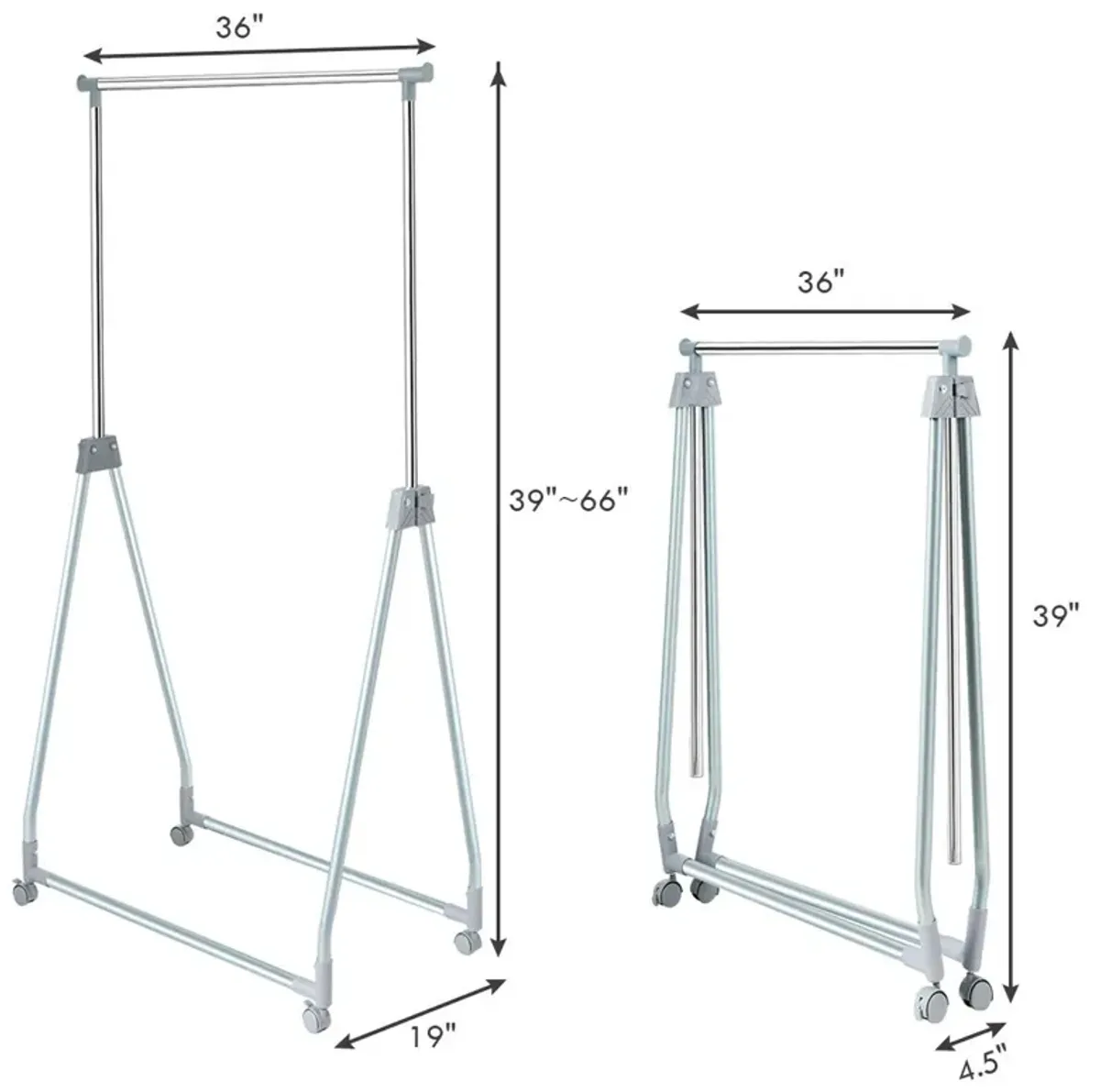 Extendable Foldable Heavy Duty Clothing Rack with Hanging Rod