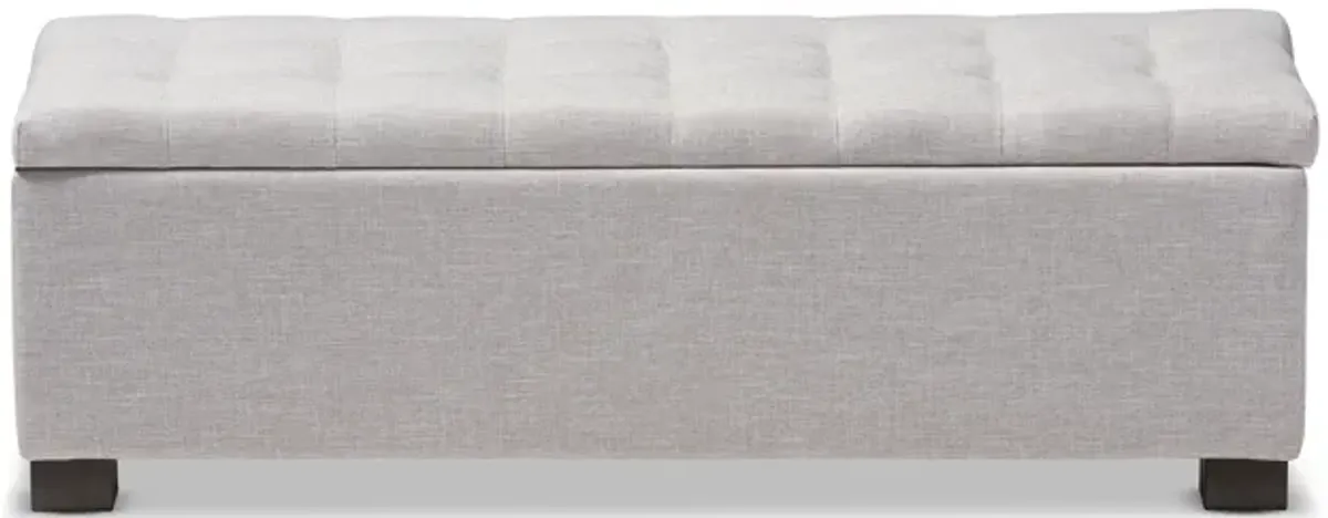 Baxton Studio Roanoke Modern Cream Fabric Upholstered Grid Tufting Storage Ottoman Bench