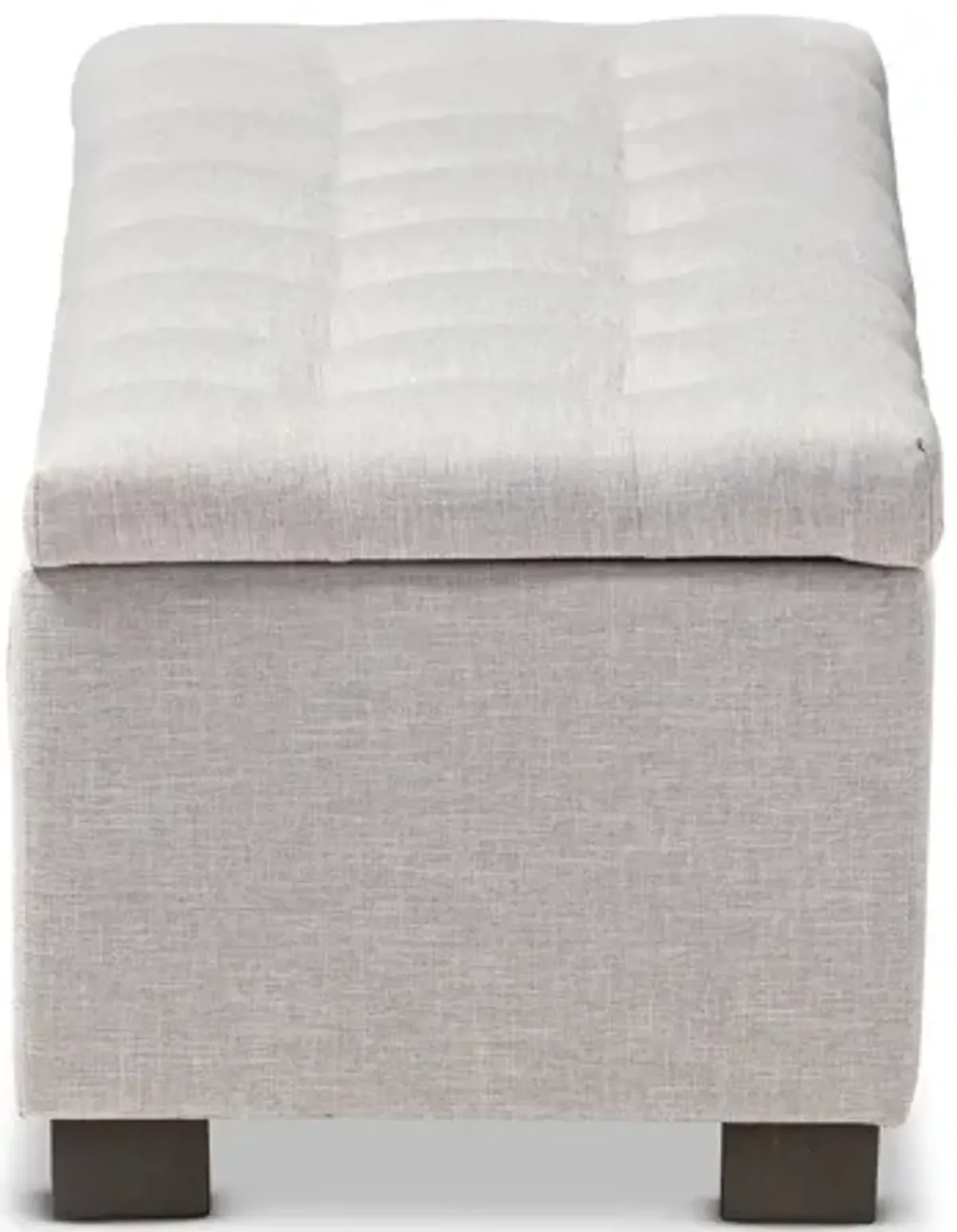 Baxton Studio Roanoke Modern Cream Fabric Upholstered Grid Tufting Storage Ottoman Bench