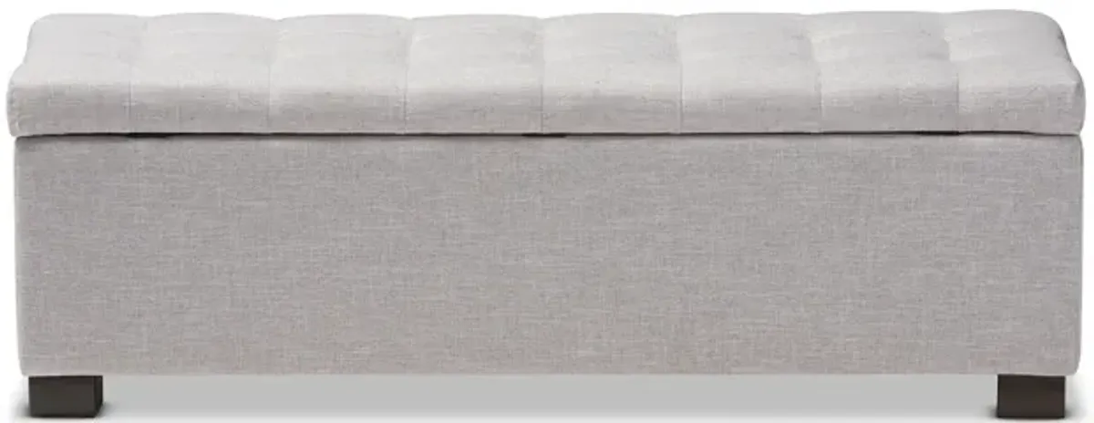 Baxton Studio Roanoke Modern Cream Fabric Upholstered Grid Tufting Storage Ottoman Bench