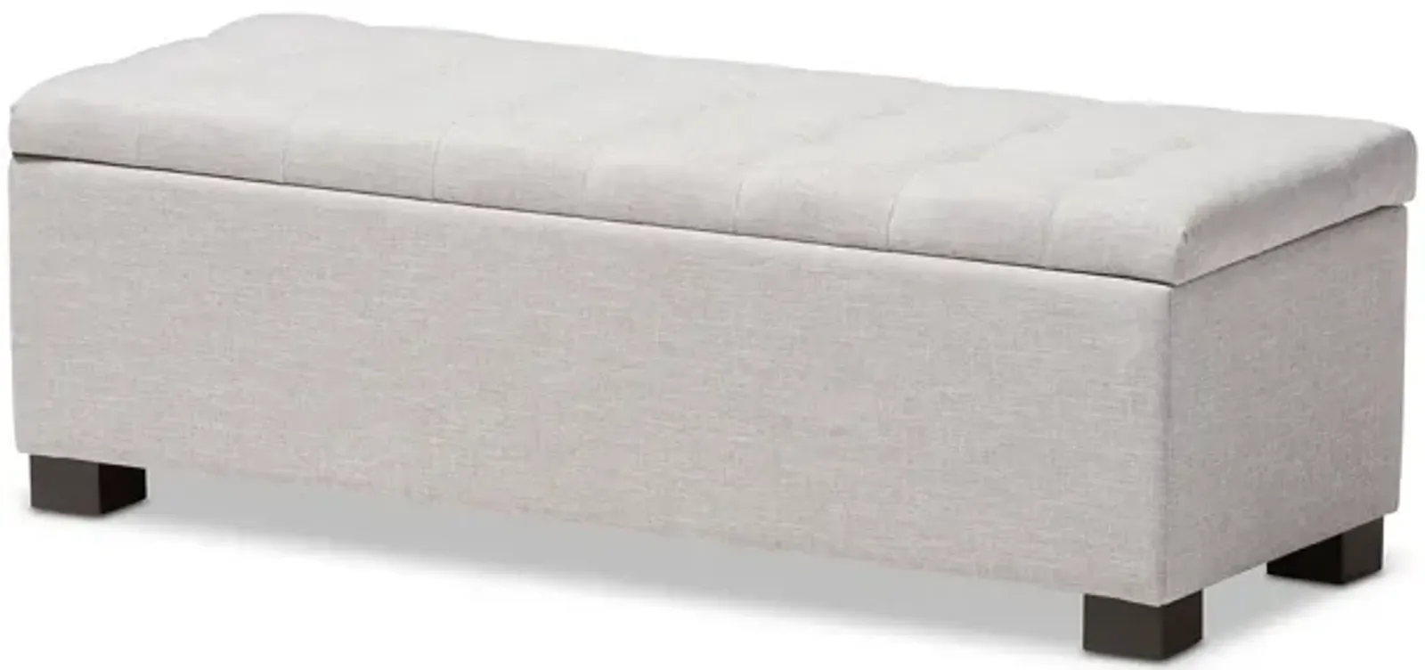 Baxton Studio Roanoke Modern Cream Fabric Upholstered Grid Tufting Storage Ottoman Bench