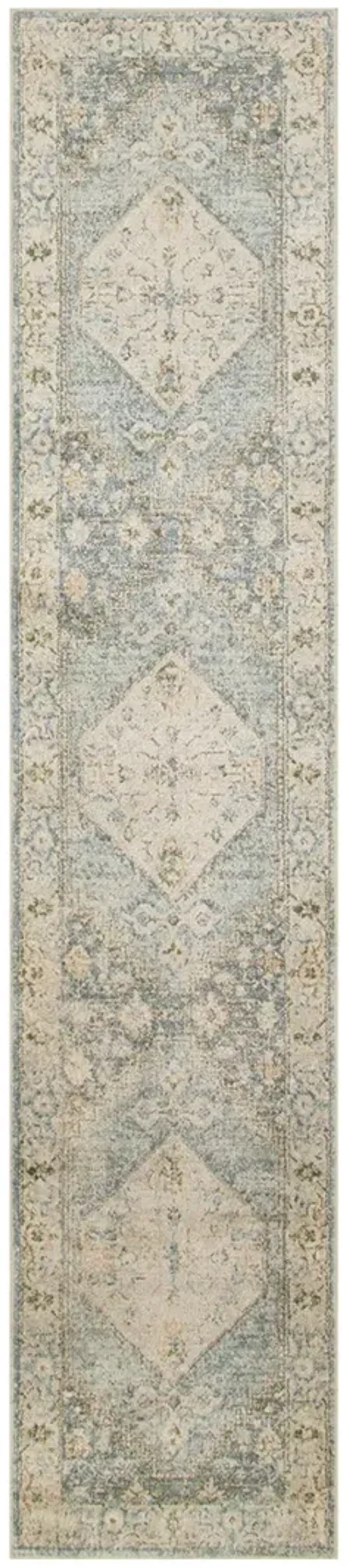 Astra Machine Washable ASW11 Silver/Blue 2'2" x 12' Rug