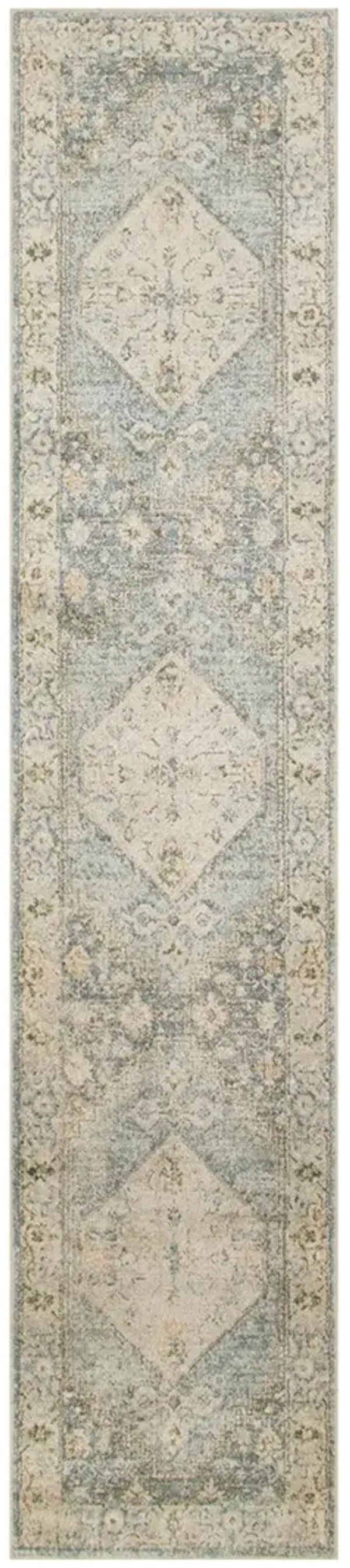 Astra Machine Washable ASW11 Silver/Blue 2'2" x 12' Rug