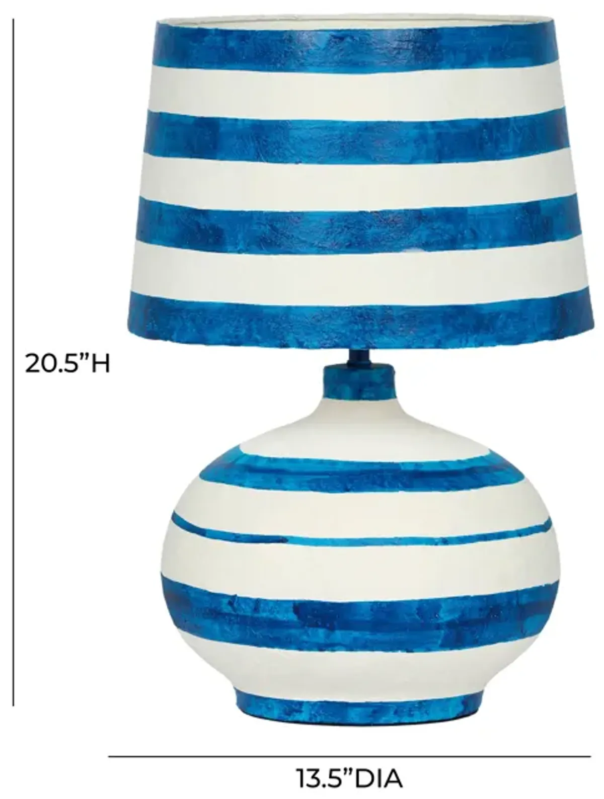 Positano Blue Striped Papier Mache Table Lamp