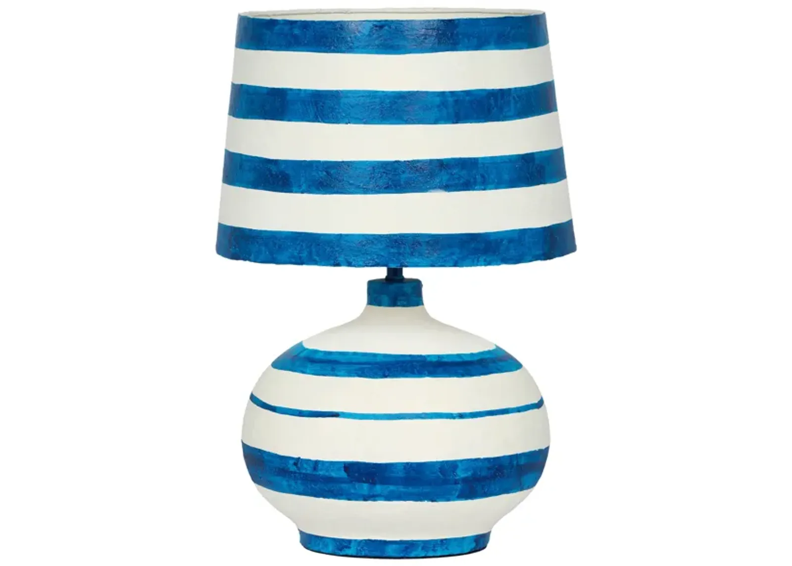 Positano Blue Striped Papier Mache Table Lamp