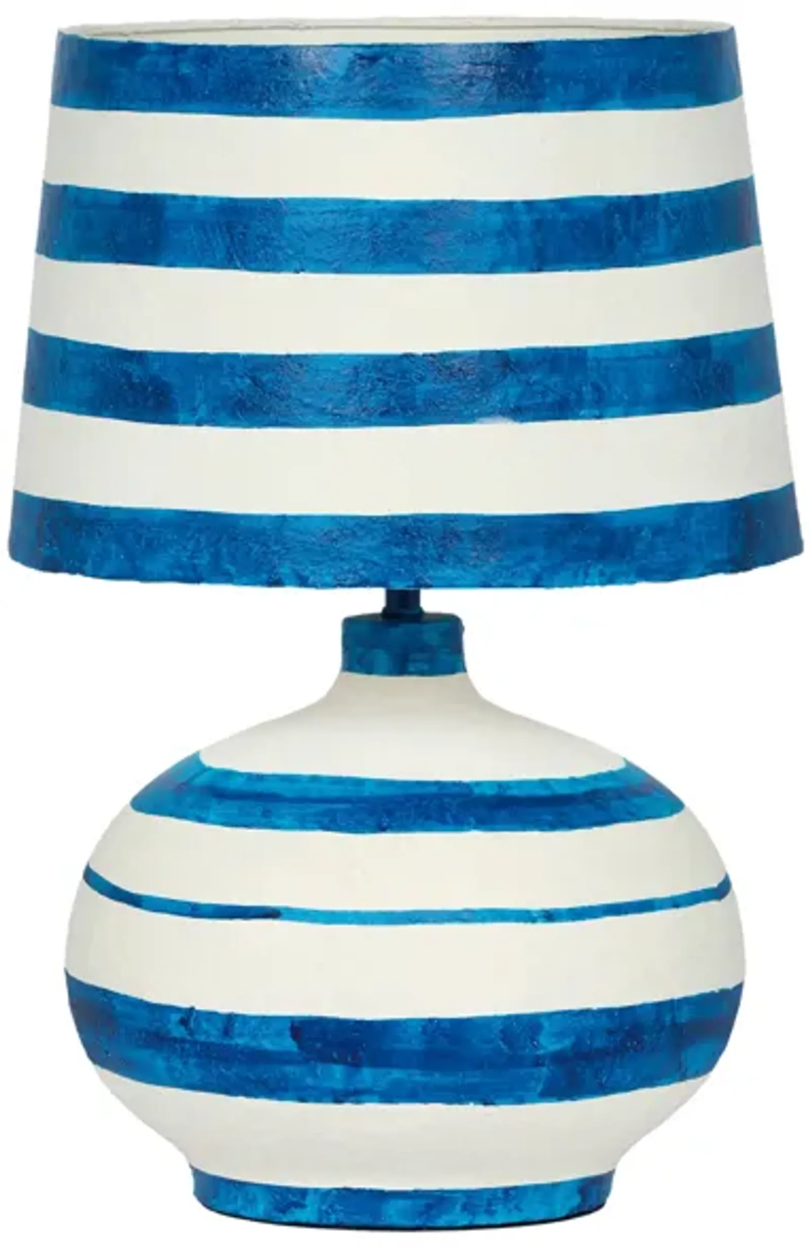 Positano Blue Striped Papier Mache Table Lamp