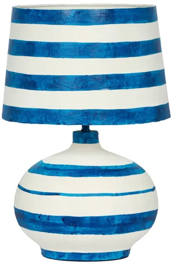 Positano Blue Striped Papier Mache Table Lamp