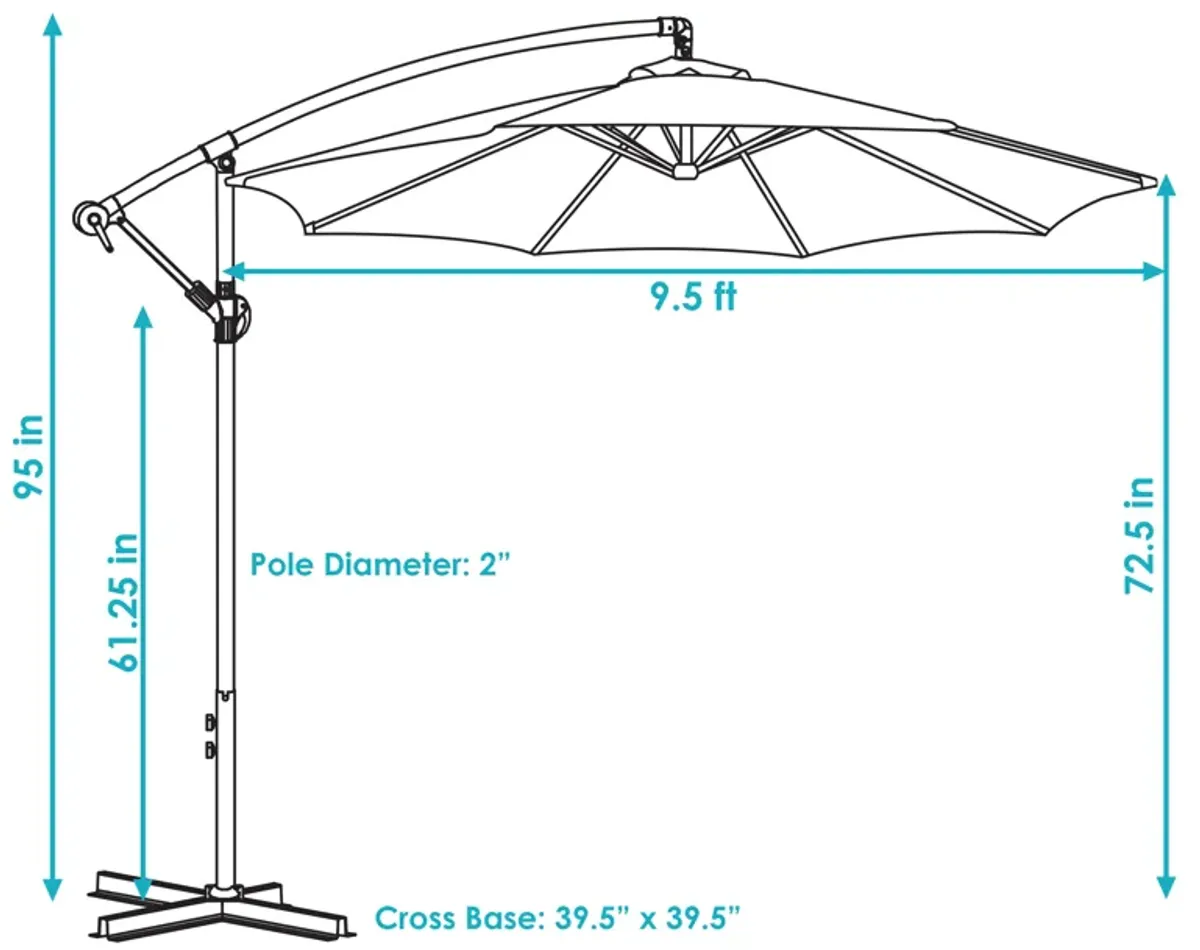 Sunnydaze 9' Cantilever Offset Patio Umbrella with Crank