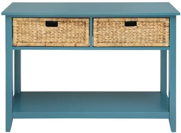 Solid Wood Console Table with Storage Shelves and Drawers for Entryway or Living Room