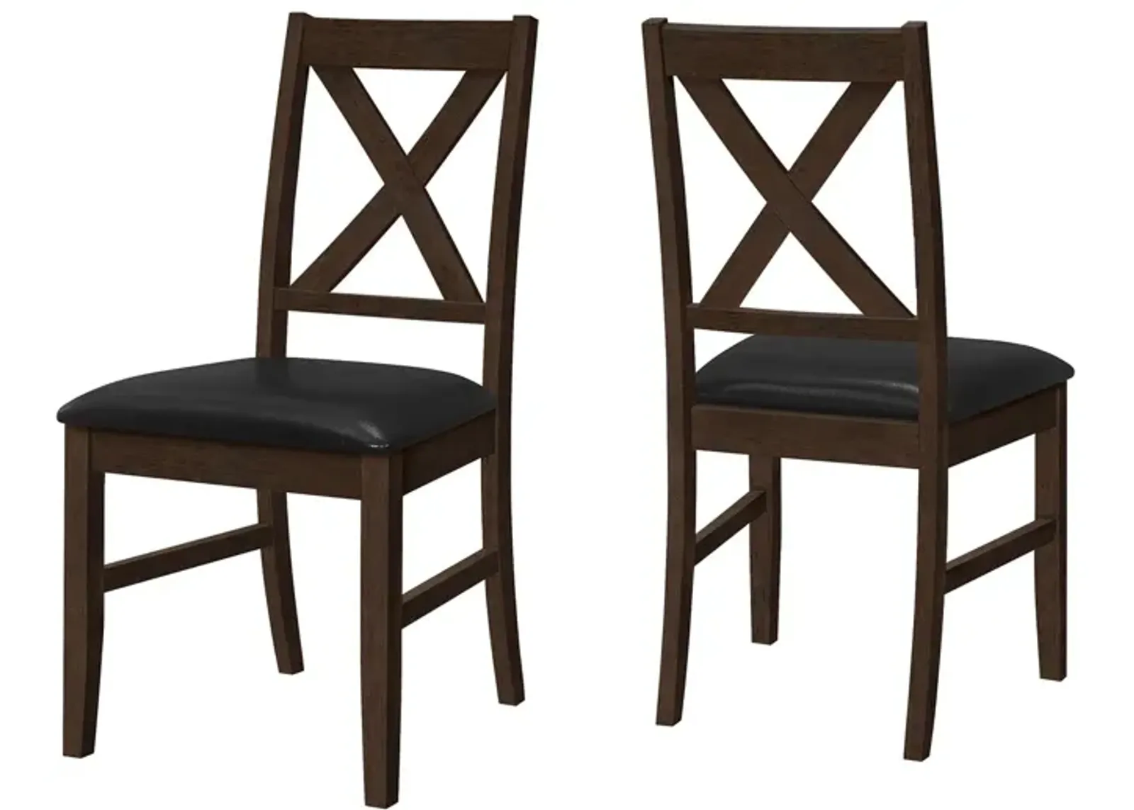 Monarch Specialties I 1333 -  Dining Chair, 37" Height, Set Of 2, Dining Room, Kitchen, Side, Upholstered, Brown Solid Wood, Brown Leather Look, Transitional