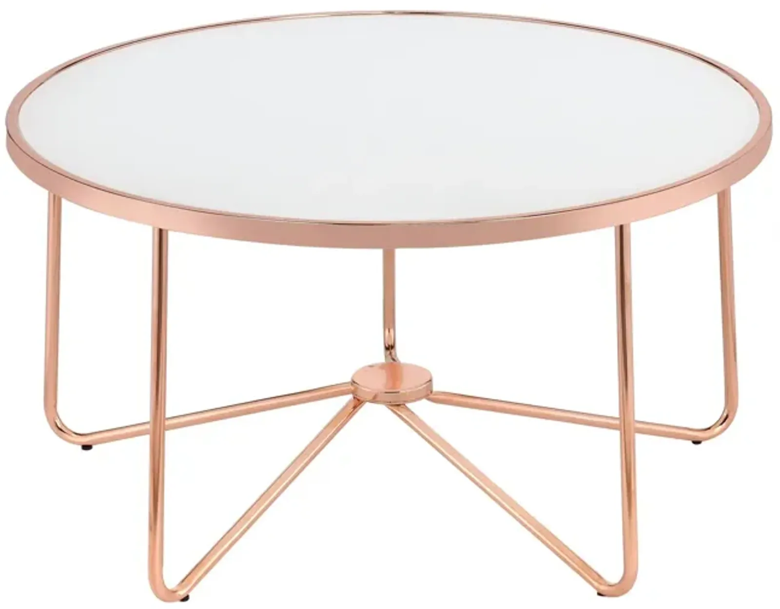 Hivvago 34" X 34" X 18" Frosted Glass And Rose Gold Coffee Table