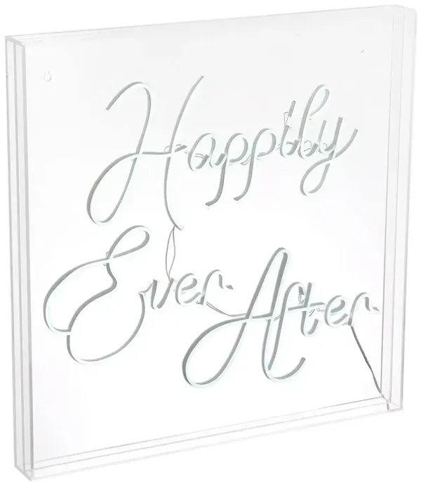 Happily Ever After 23.63" Square Contemporary Glam Acrylic Box USB Operated LED Neon Light