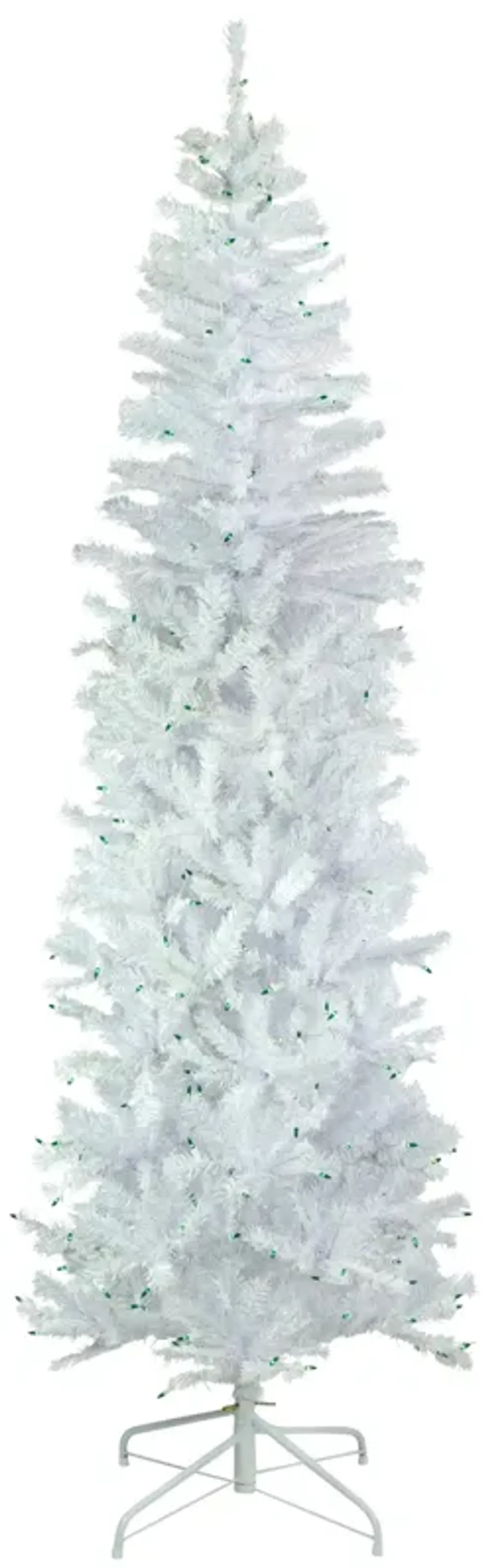 6.5' Pre-Lit Woodbury White Pine Pencil Artificial Christmas Tree  Green Lights