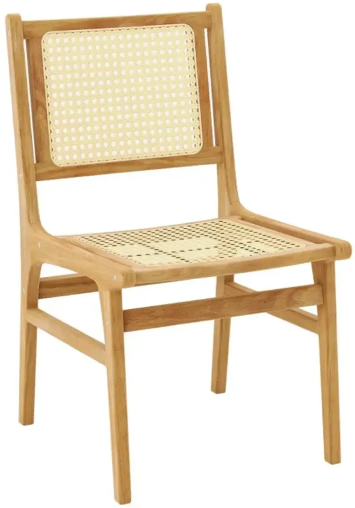 Hivvago Rattan Dining Chair with Natural Cane Woven Backrest and Teak Wood Frame