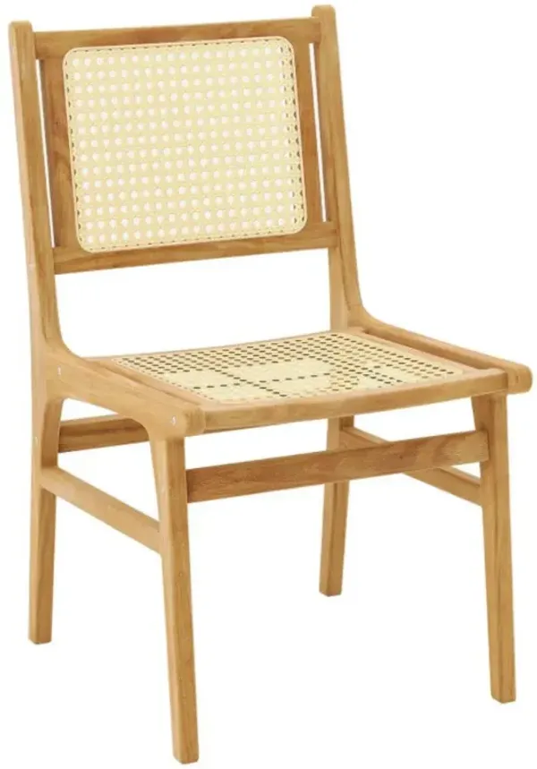 Hivvago Rattan Dining Chair with Natural Cane Woven Backrest and Teak Wood Frame