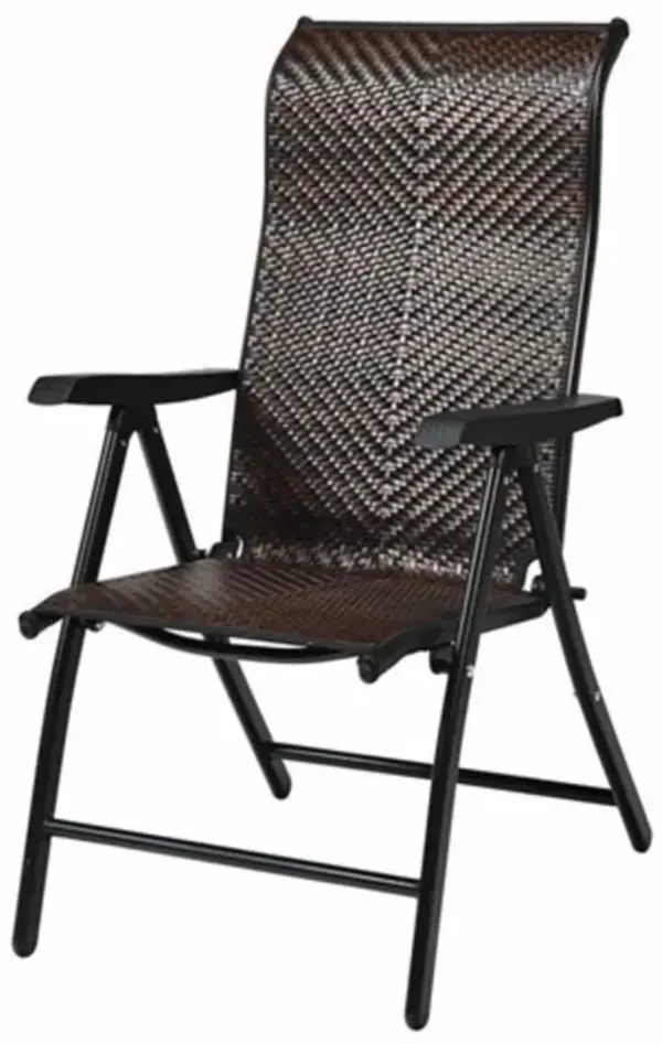 Outdoor Heavy Duty Rattan Folding Patio Chair for Backyard or Deck Seating