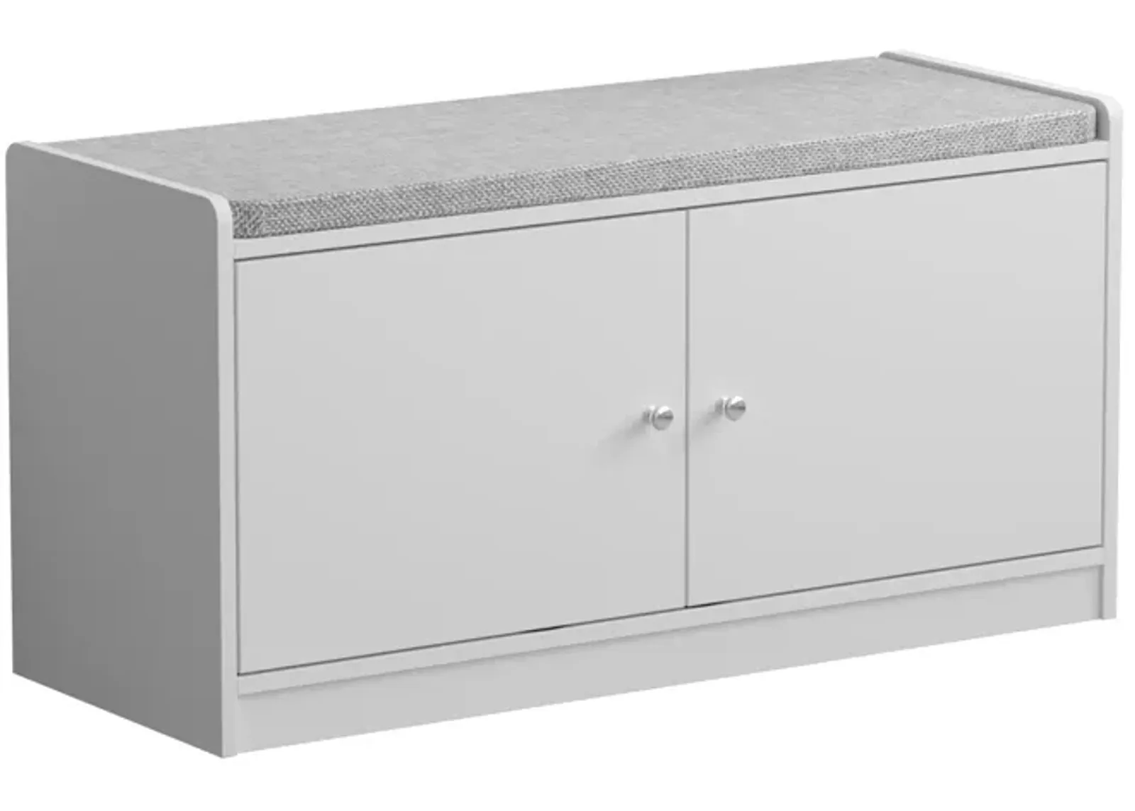 35.8 in. W x 18.1 in. H 8-Pair Shoes White Wood Shoe Storage Bench with 2 Doors and 4-Shelves Storage Compartment