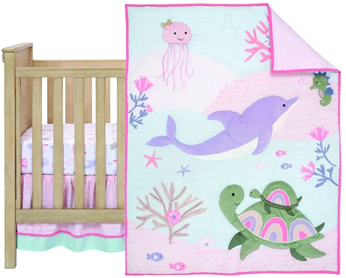 Lambs & Ivy Sea Dreams 3-Piece Dolphin/Turtle Nautical Baby Crib Bedding Set