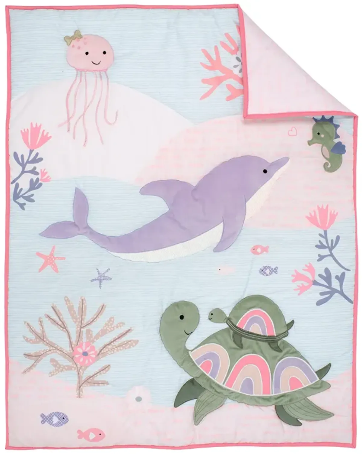 Lambs & Ivy Sea Dreams 3-Piece Dolphin/Turtle Nautical Baby Crib Bedding Set