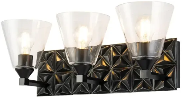 Lucas McKearn Alpha 3 Light Vanity Light With Glass in Matte Black