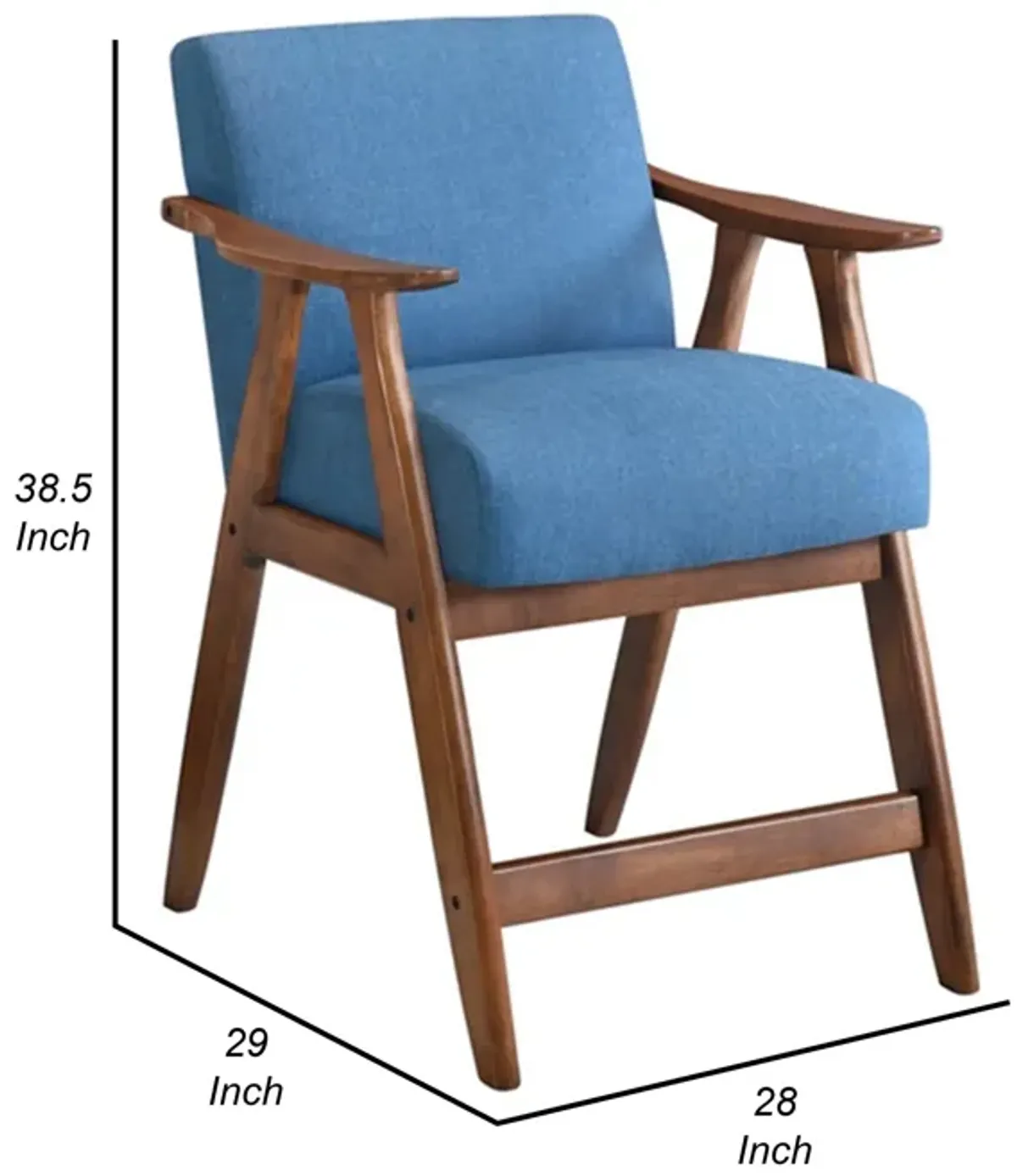 Stella 26 Inch Counter Height Chair, Blue Fabric, Foam Cushions, Brown - Benzara
