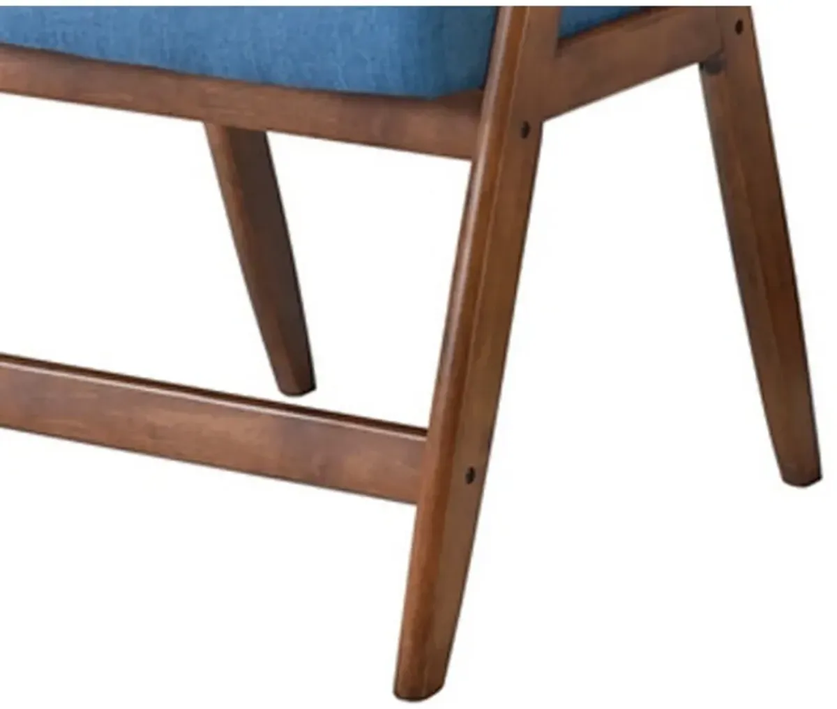 Stella 26 Inch Counter Height Chair, Blue Fabric, Foam Cushions, Brown - Benzara