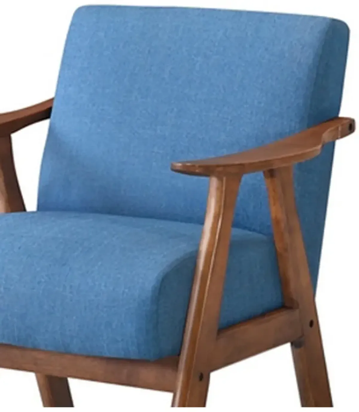 Stella 26 Inch Counter Height Chair, Blue Fabric, Foam Cushions, Brown - Benzara