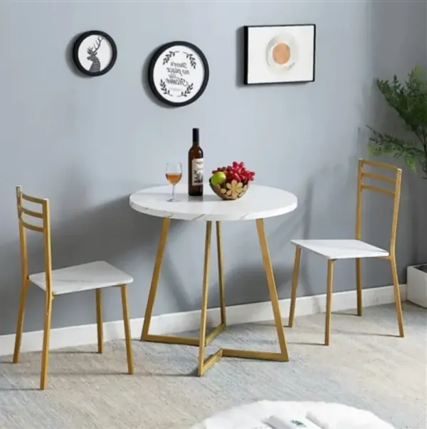 Contemporary 3-Piece Breakfast Nook Set – Round Table & Chairs