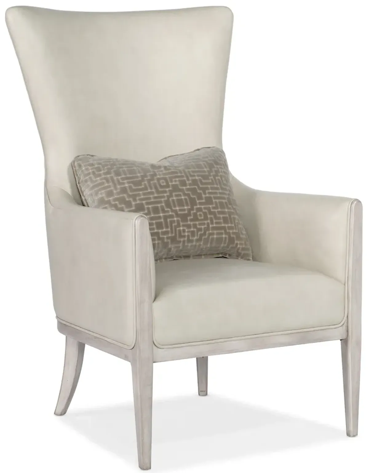 Kyndall Club Chair in White with Accent Pillow