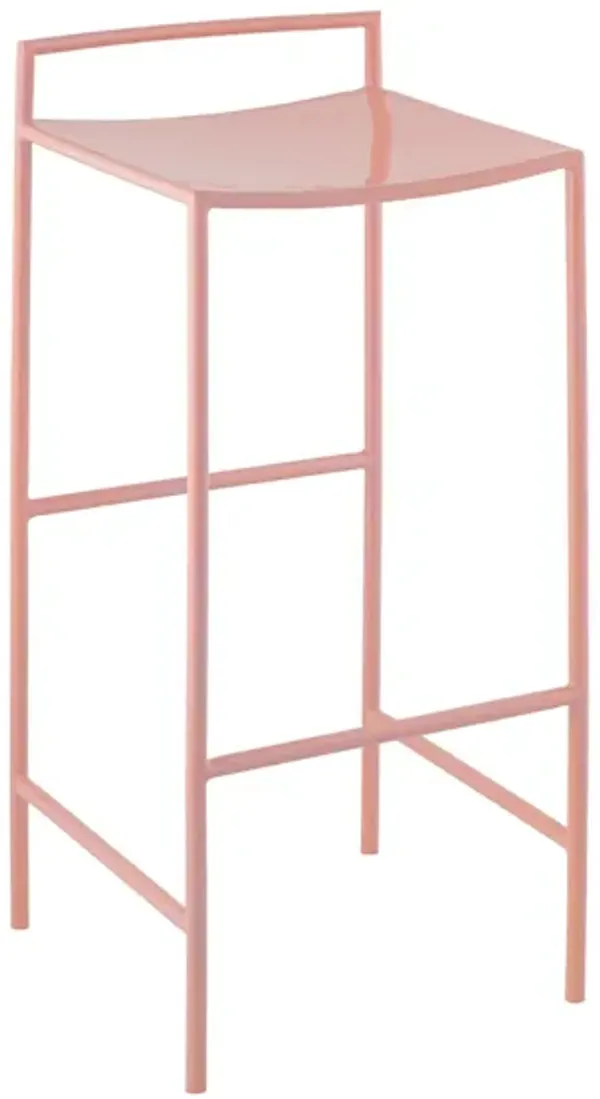 Svelte Coastal Contemporary Iron Saddle-Seat Low-Back Bar Stool with Foot Rest